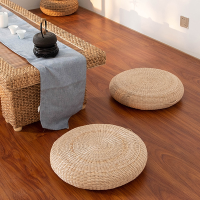 日式草编蒲团坐垫榻榻米垫子飘窗地板打坐拜垫瑜伽拜佛垫家用圆形