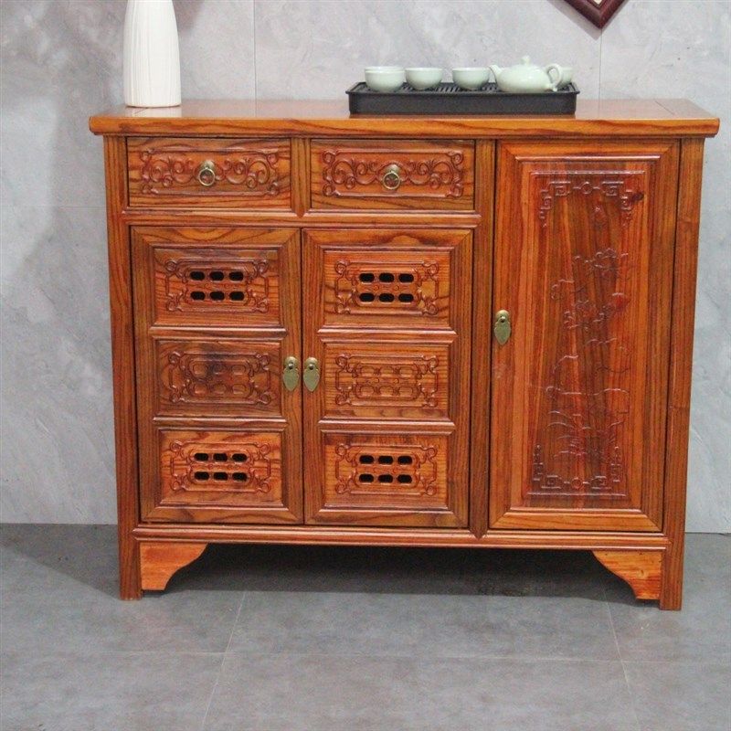 全实木鞋柜中式家用门口客厅多层雕花榆木小柜大容量储物柜餐边柜,住宅家具,红木餐边柜,淘宝优惠券,粉丝福利购,淘宝优惠卷