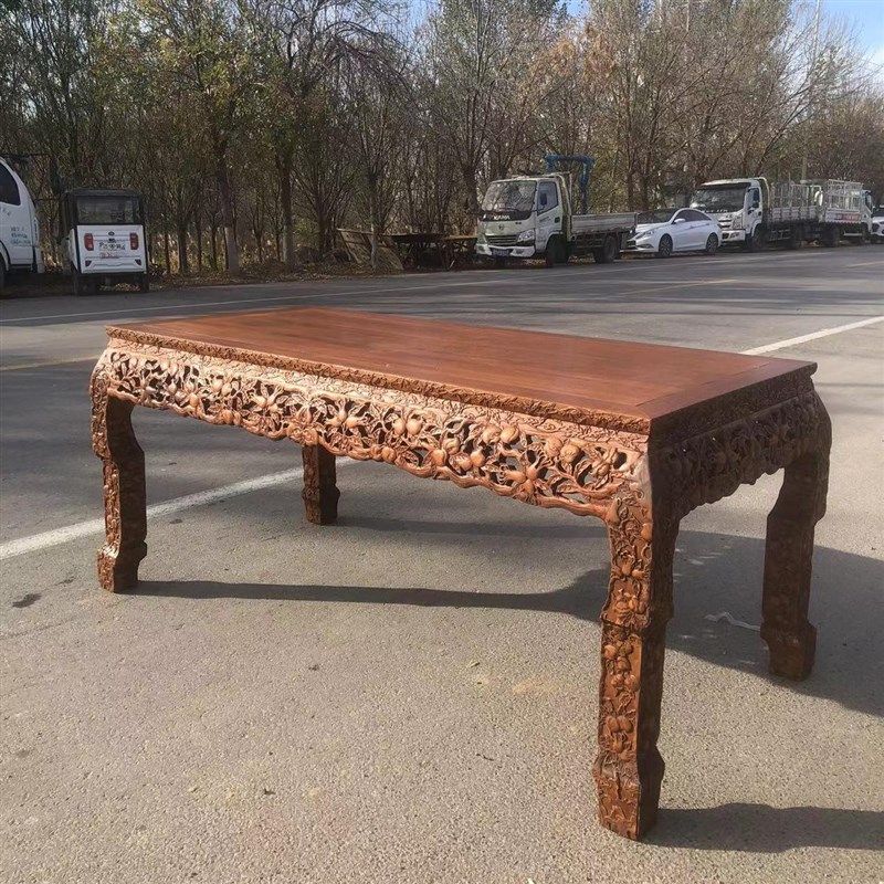 中式仿古花梨实木雕龙画案书房原木书桌写字台办公桌明清古典家具,住宅家具,书桌,淘宝优惠券,粉丝福利购,淘宝优惠卷