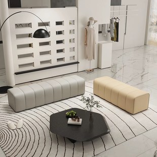轻奢软包换鞋长凳服装店休息区长条沙发凳衣帽间床尾长方形皮凳子