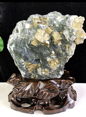 天然黄铁矿滑石原石水晶奇石收藏客厅博古架办公室会议桌装饰摆件