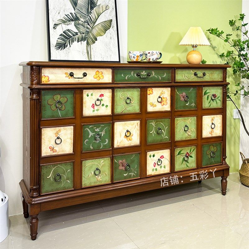 美式斗柜实木抽屉收纳置物客厅鞋柜家用门口入户室内阳台储物复古,住宅家具,鞋柜,淘宝优惠券,粉丝福利购,淘宝优惠卷