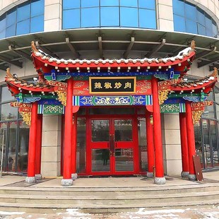 实木雕刻中式屋檐门头仿古飞檐徽派装饰斗拱门楣门楼牌坊定做