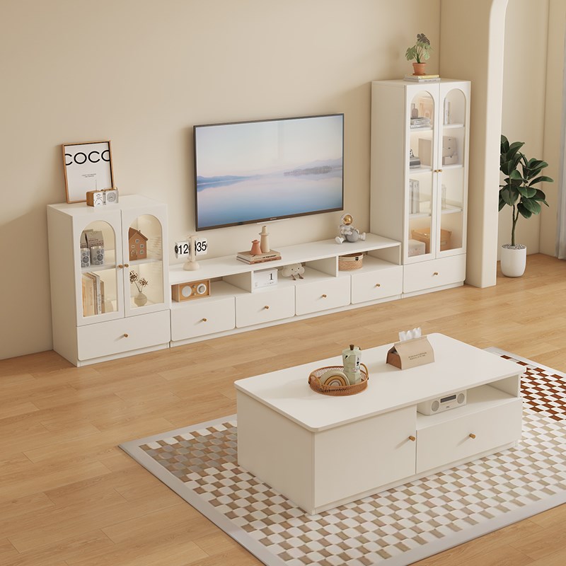 实木电视柜简约现代客厅家用茶几A书柜储物柜轻奢一体储物柜落地