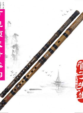 管子先生手工调音笛一节紫竹笛子老料精制专业横笛古风cdef调水灵