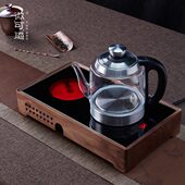 微可道电陶炉实木智能电热烧水壶茶桌全自动上水玻璃蒸煮电陶茶炉