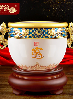 琉璃玉聚宝e盆摆件招财老板办公室办公桌装饰公司开业礼品实用大