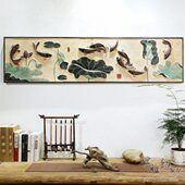 现代简约中式 树脂挂件墙饰壁饰沙发背景墙画有边框九福临门秋意浓