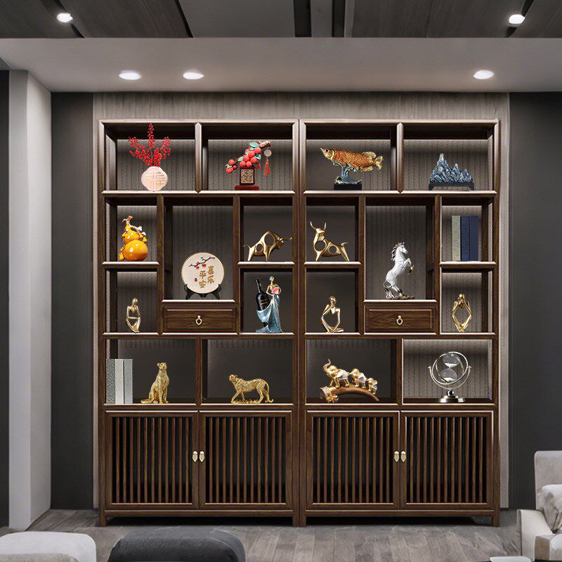 新中式老板办公室公司背s景柜摆件高端大气上档次办公桌高档工艺