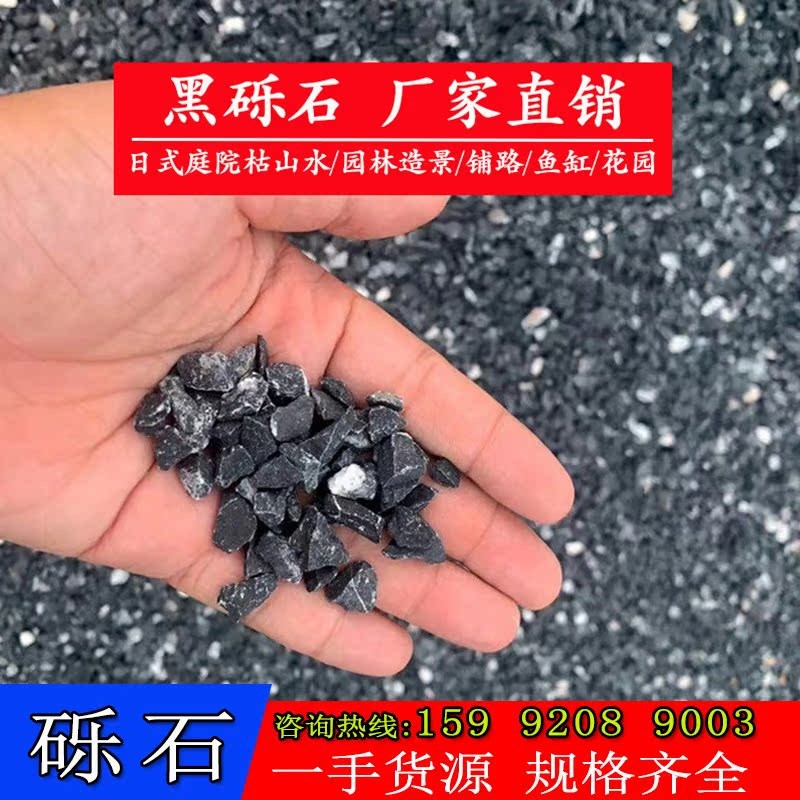 广东黑色砾石碎石子别墅花园铺路B石庭院枯山水石子露营景观造景