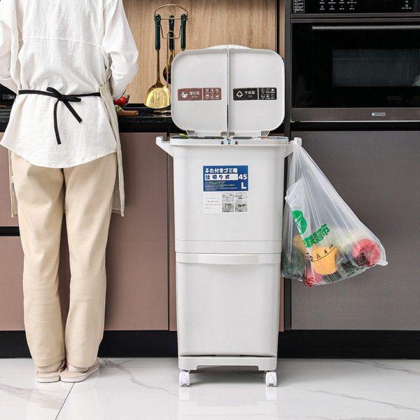 家用脚踏式垃圾桶厨房干湿分离垃圾桶家用大容量带盖免弯腰垃圾箱,家庭/个人清洁工具,感应垃圾桶,淘宝优惠券,粉丝福利购,淘宝优惠卷