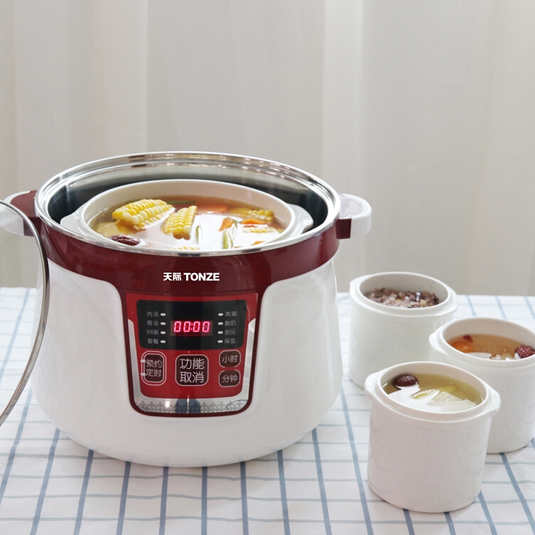 天际隔水炖电炖炖锅陶瓷大容量家用不G锈钢炖盅全自动煲汤一锅四