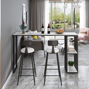 轻奢岩板吧台餐桌一体家用靠窗现代水吧台客厅隔断柜阳台高脚桌椅