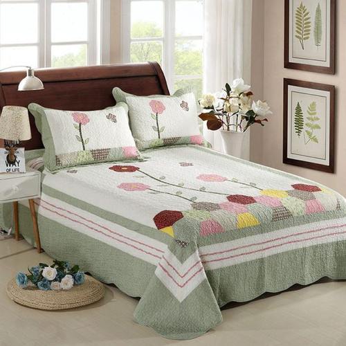 一件简约洗绗缝棉质套被 手工拼接田园三件套床上用品三件套