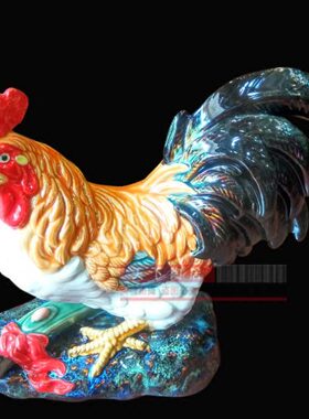 石湾公仔 陶瓷生肖公鸡摆件礼品礼物称心如意 家居装饰品摆设招财