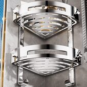 304不锈钢卫生间置物架吸盘免打孔洗手间厕所浴室壁挂三角收纳架