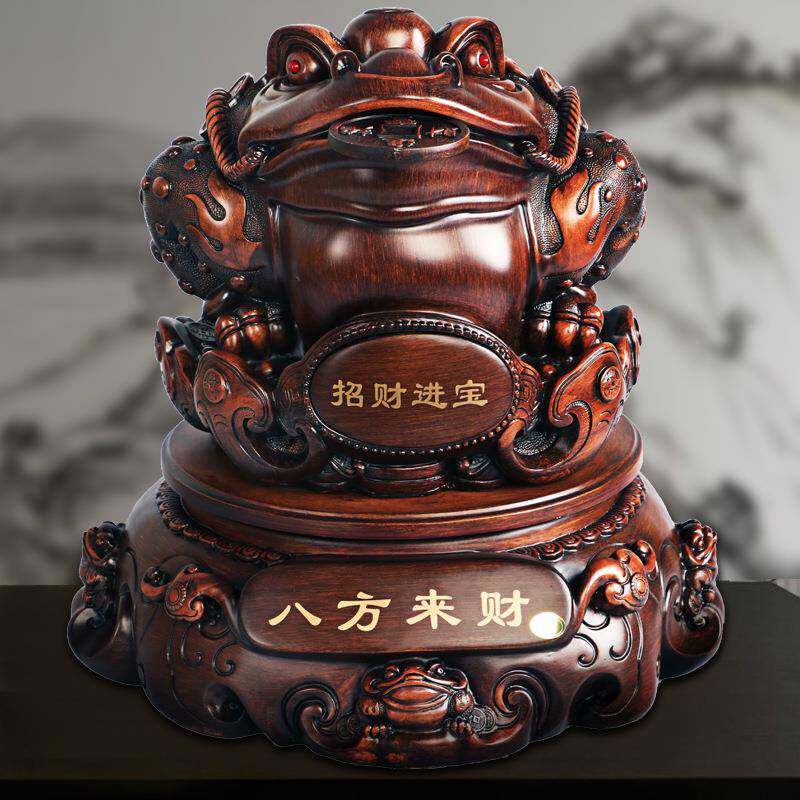 树脂工艺品摆件大号金蟾摆件黑檀木公司店铺开业乔迁送礼工厂