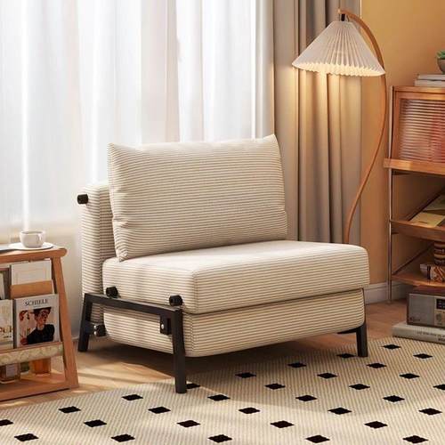 沙发床折叠两用单人推拉床客厅书房阳台灯芯绒复古布艺小户型沙发