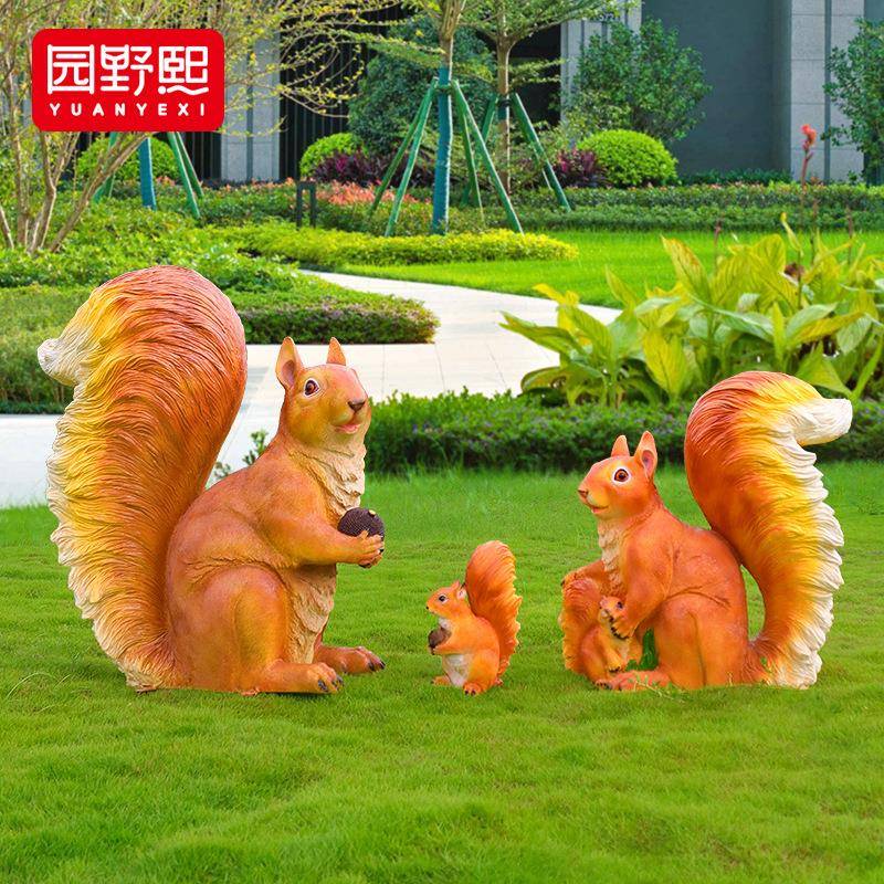 户外园林景观小品仿真松鼠摆件树脂动物雕塑花园庭院草坪装饰摆设
