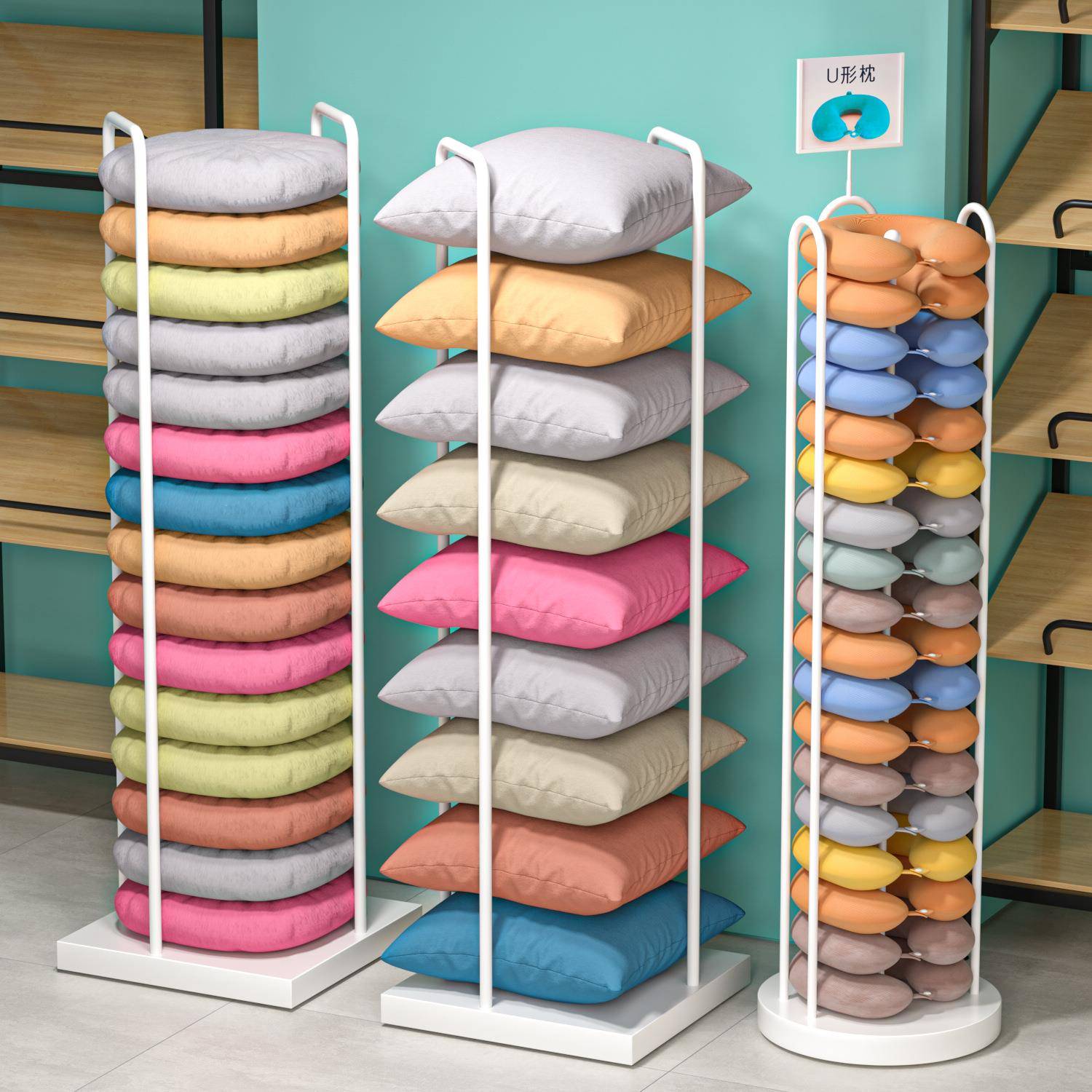 U型枕架子记忆棉抱枕护颈枕货架蒲团靠枕枕头坐垫促销架直销