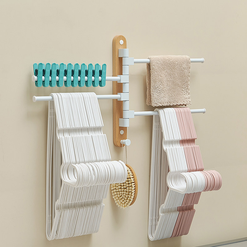 放晾衣架收纳架免打孔壁挂式整理架子多功能阳台毛巾杆原木奶油风,收纳整理,衣架收纳架/盒,淘宝优惠券,粉丝福利购,淘宝优惠卷