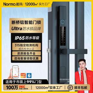 诺玛双面防水庭院栅栏密码指纹智能锁别墅大门专用电子半自动门锁