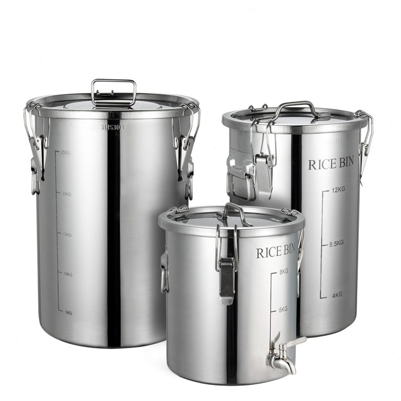 米桶米缸家用304不锈钢密封油桶水桶装米20斤50斤面桶加厚储米箱