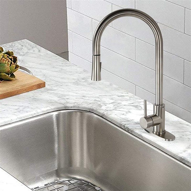 洗碗池洗菜盆抽拉式水龙头 冷热防溅伸缩拉丝旋转水槽厨房水龙头,家装主材,智能厨房龙头,淘宝优惠券,粉丝福利购,淘宝优惠卷
