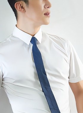 春季衬衣白衬衫男防皱商务修身长袖职业上班男士白色西装正装结婚