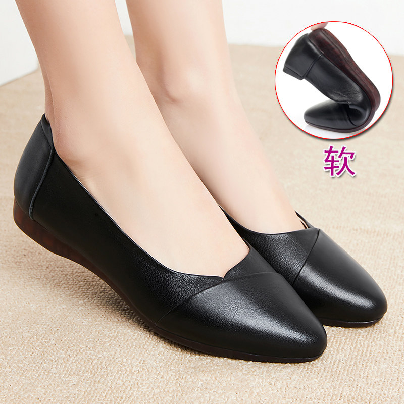 中老年妈妈鞋中年女士皮鞋真皮软底女鞋子防滑一脚蹬平底单鞋春秋,女鞋,浅口单鞋,淘宝优惠券,粉丝福利购,淘宝优惠卷
