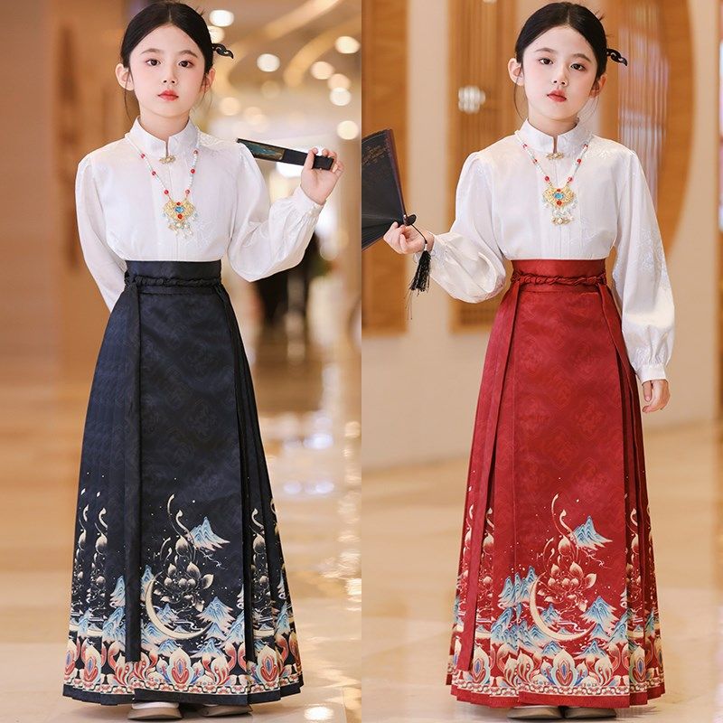 马面裙女童古风大童套装儿童汉服2024新款夏装春秋国风新中式唐装