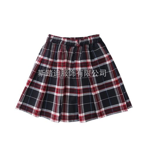斯踏迪夏季童装女童裙半身裙红格子英伦百褶裙新款百搭短裙子校服