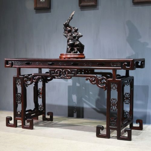 大红酸枝木条案中式实木红木案台交趾黄檀卯榫客厅经济型玄关台