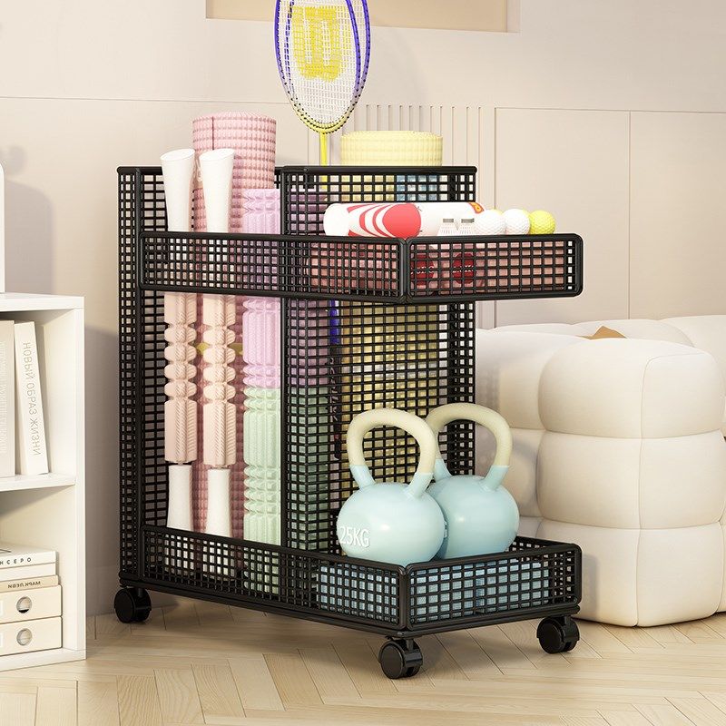 瑜伽垫收纳筐家用带轮子可移动健身器材收纳框运动工具整理置物架,收纳整理,运动器材收纳用具,淘宝优惠券,粉丝福利购,淘宝优惠卷