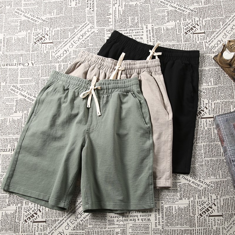 UUU 试衣间出品 水洗针织松紧短裤中裤五分裤休闲日系男裤 425992