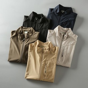 春夏薄款 百搭商务休闲运动夹克外套潮 户外机能透气立领皮肤衣男士