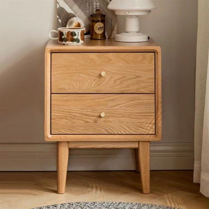 橡木床头柜现代简约全实木两抽斗柜卧室储物柜北欧原木床边收纳柜,标准件/零部件/工业耗材,车间地垫,淘宝优惠券,粉丝福利购,淘宝优惠卷
