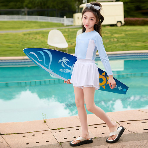 女童分体泳衣2024新款女孩洋气泳装专业训练儿童防晒训练游泳衣