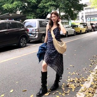 【现货】内搭吊带裙挂脖荡领多结构层次设计感遮副乳连衣裙