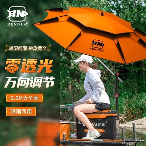 本诺钓鱼伞大伞三折叠2024万向拐杖钓鱼伞户外防雨遮阳钓鱼专用伞
