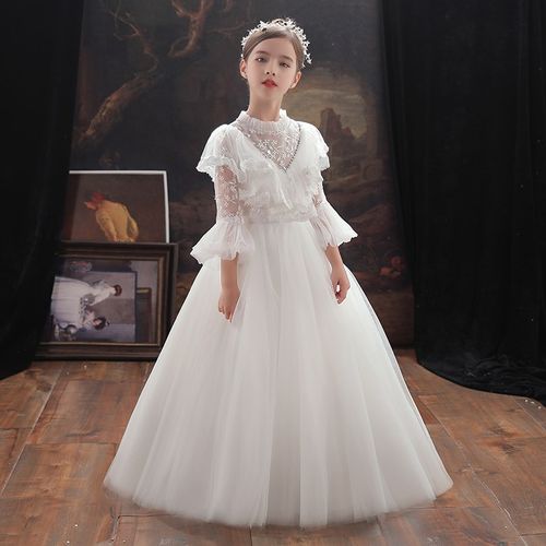 儿童晚礼服女童蓬蓬公主裙高定小孩花童长婚纱生日钢琴演出服洋气