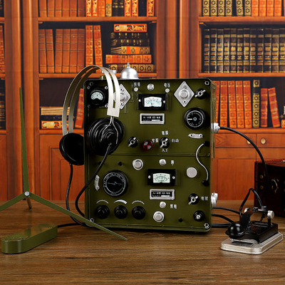 老式电报机摆件铁艺模型仿无线电台发报机装饰道具复古怀旧老物件