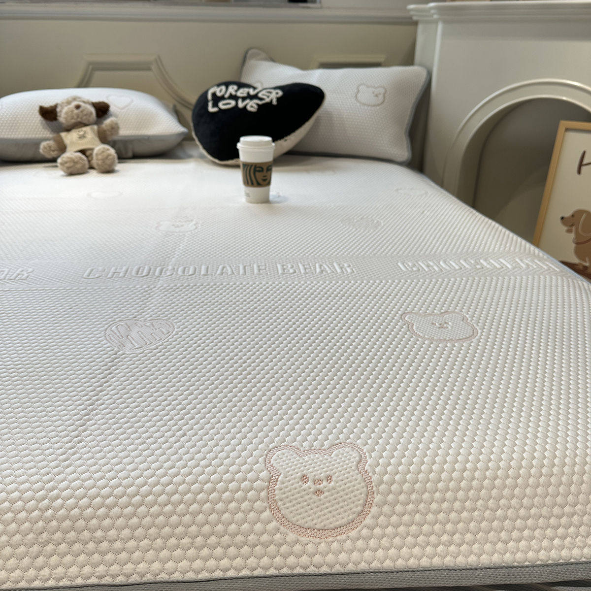 A类爱心熊浅粉冰豆豆三件套夏季冰丝凉席夏天2024新款席子床笠款,床上用品,冰丝席,淘宝优惠券,粉丝福利购,淘宝优惠卷