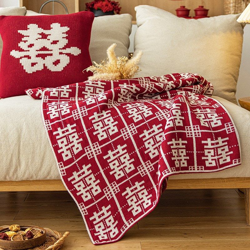 薇妮婚品结婚喜字毛毯盖毯中式酒红色沙发毯子婚庆针织喜庆毛巾被,床上用品,休闲毯/毛毯/绒毯,淘宝优惠券,粉丝福利购,淘宝优惠卷