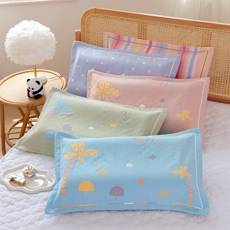 纯棉纱布枕套新款柔软透气枕头套儿童家用全棉单人吸汗枕芯内胆套,床上用品,枕套,淘宝优惠券,粉丝福利购,淘宝优惠卷