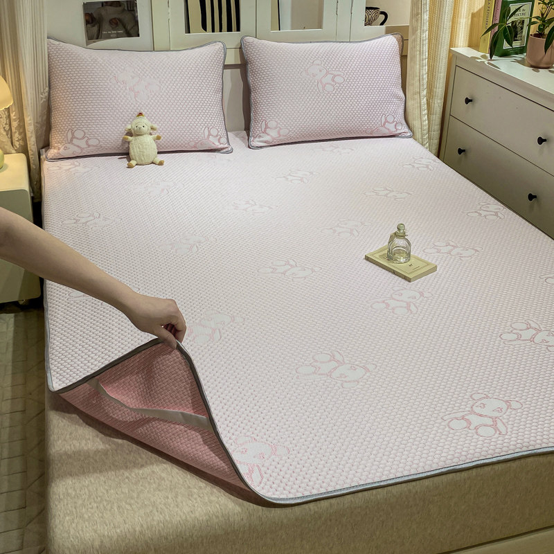 新款按摩凉豆豆提花软凉席三件套冰丝凉席学生床单垫空调软席子,床上用品,冰丝席,淘宝优惠券,粉丝福利购,淘宝优惠卷