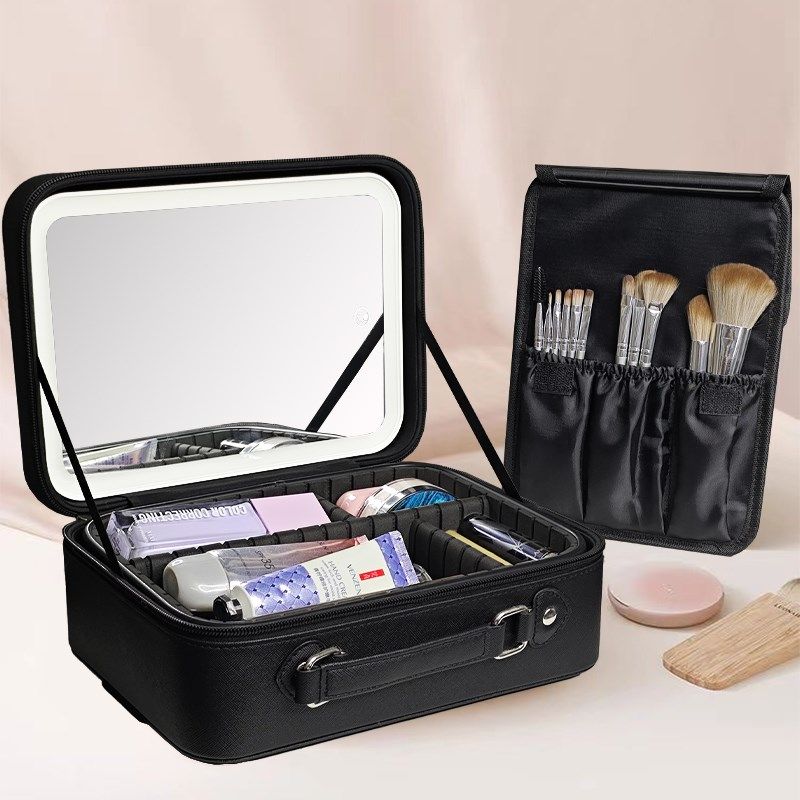 带灯化妆箱外出旅行带镜子大容量化妆包便携式简约化妆品收纳箱女,收纳整理,化妆箱/盒,淘宝优惠券,粉丝福利购,淘宝优惠卷