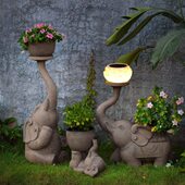 汉韵堂庭院花盆中式 饰大象摆件多肉盆 造景布置阳台花园户外院子装