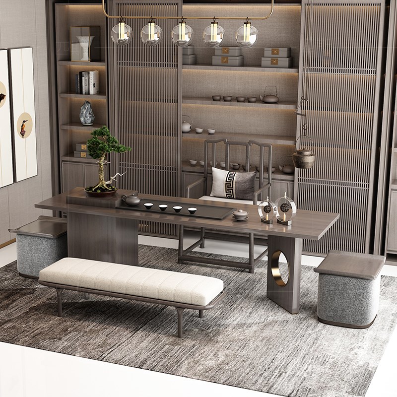 新中式茶桌 办公室 茶桌椅实A木轻奢 茶台禅意茶室泡茶台家具