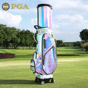 美国PGA 高尔夫球包男女硬壳航空托运包伸缩球袋炫彩透明四轮球包